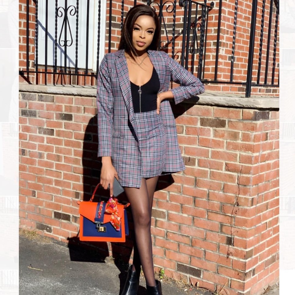 3 piece plaid suit set.